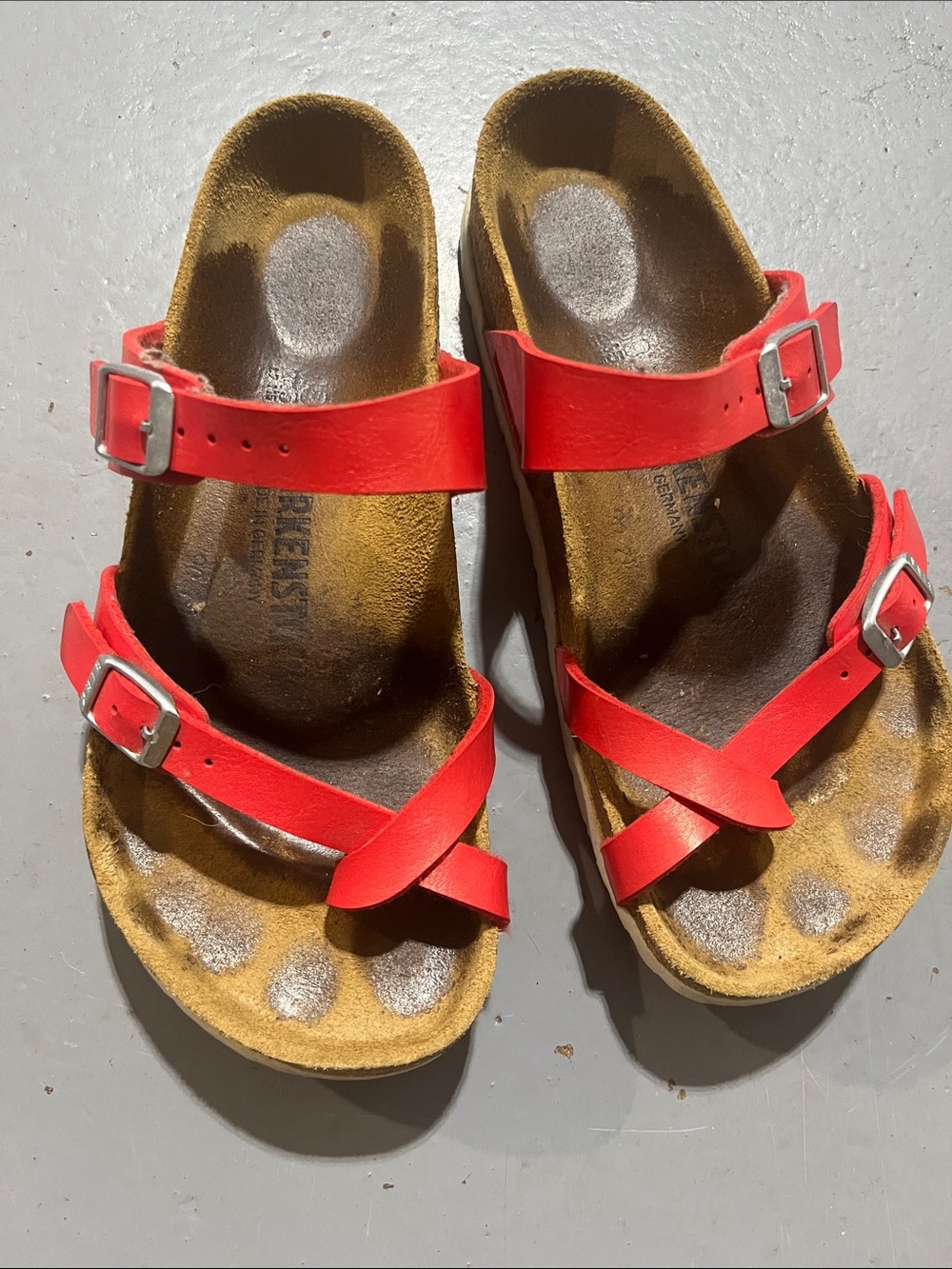Birkenstock 8 Red Two-Strap Comfort Sandals
